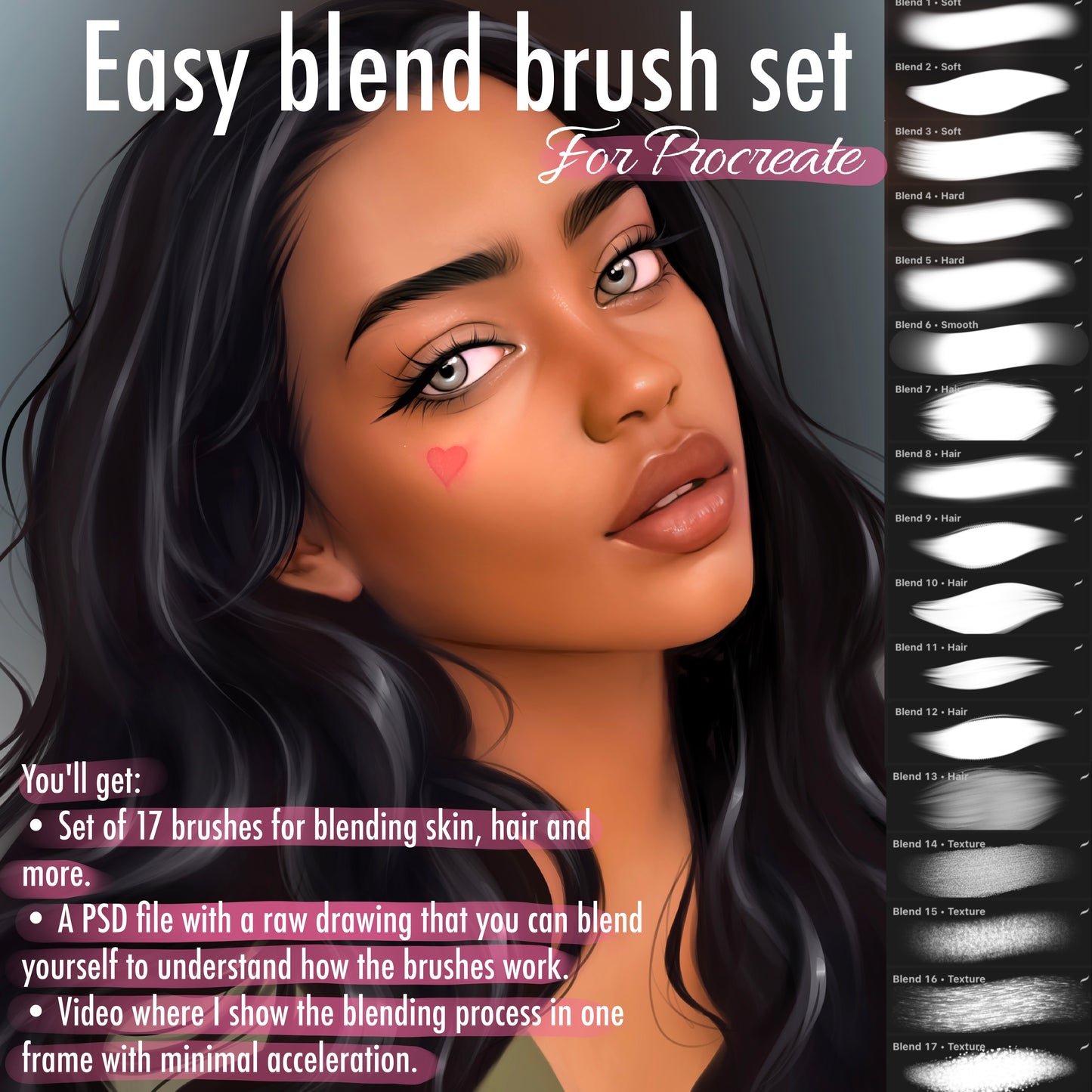 Easy blend brushset for PROCREATE