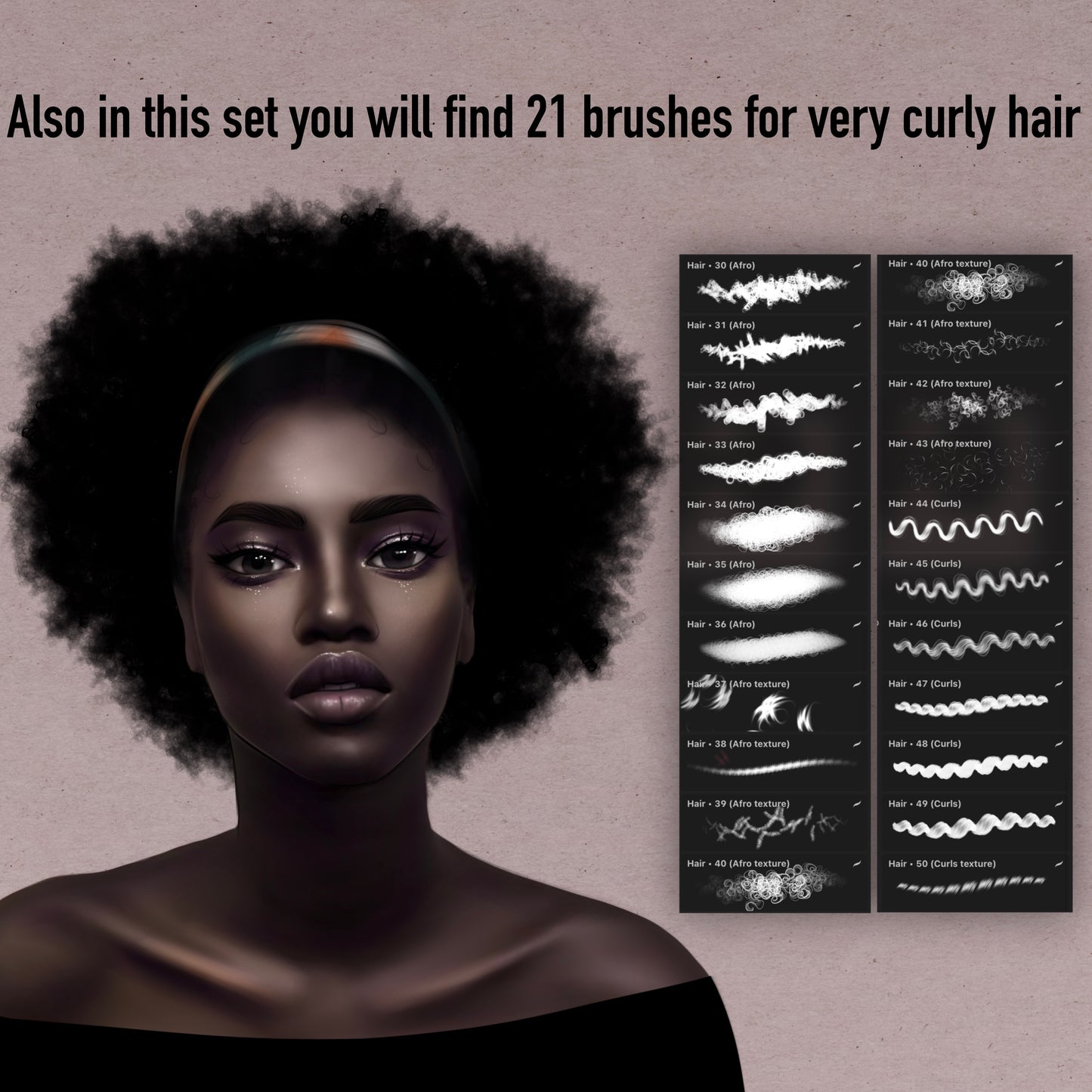 Hair brush set for PROCREATE